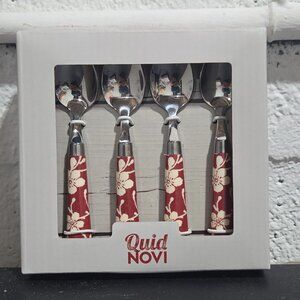 Moka Spoons Set of 4 – Red Flowers Espresso Teaspoons Stainless Steel Quid Novi